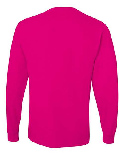JERZEES Dri-Power® Long Sleeve 50/50 T-Shirt 29LSR Cyber Pink Custom Embroidered Business Logo