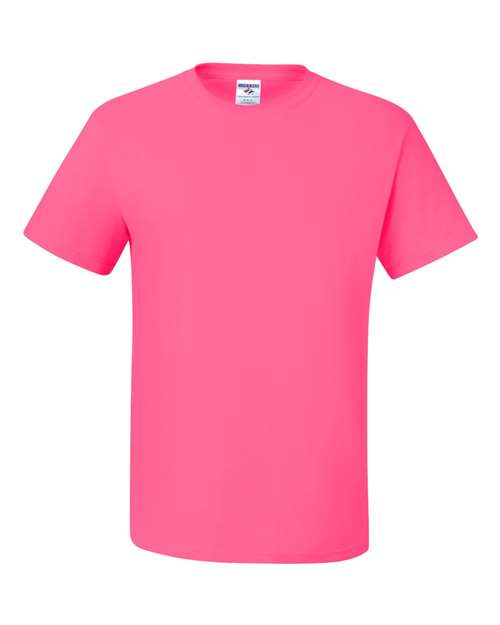JERZEES Dri-Power® 50/50 T-Shirt 29MR Neon Pink Custom Embroidered Business Logo