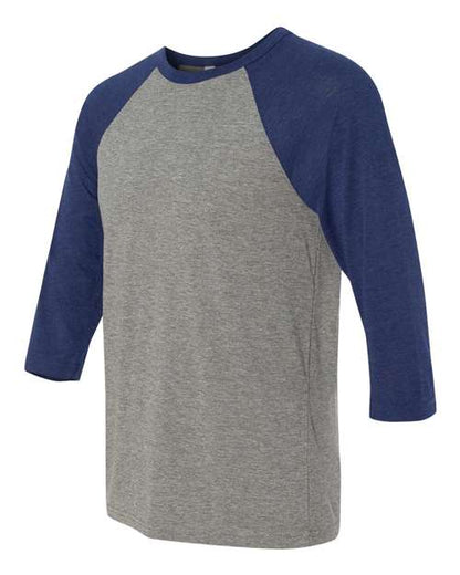 BELLA + CANVAS Three-Quarter Sleeve Baseball Tee 3200 Grey/ Navy Triblend Custom Embroidered Business Logo