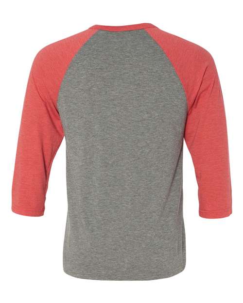 BELLA + CANVAS Three-Quarter Sleeve Baseball Tee 3200 Grey/ Navy Triblend Custom Embroidered Business Logo