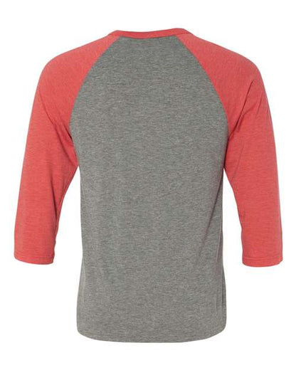 BELLA + CANVAS Three-Quarter Sleeve Baseball Tee 3200 Grey/ Navy Triblend Custom Embroidered Business Logo