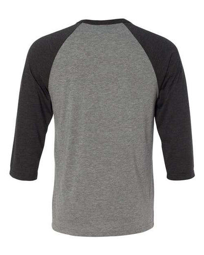 BELLA + CANVAS Three-Quarter Sleeve Baseball Tee 3200 Grey/ Charcoal Black Triblend Custom Embroidered Business Logo