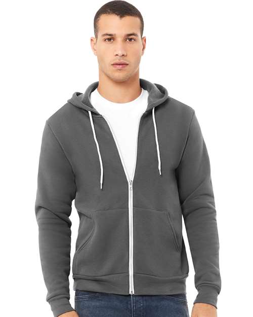 Custom Embroidered  BELLA + CANVAS Sponge Fleece Full-Zip Hoodie 3739 Asphalt