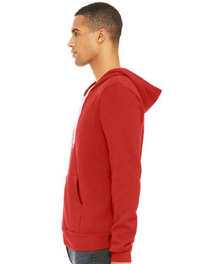 BELLA + CANVAS Sponge Fleece Full-Zip Hoodie 3739 Red