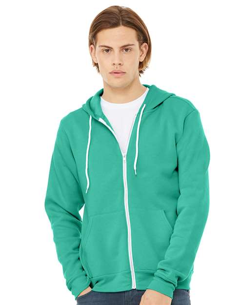 Custom Embroidered  BELLA + CANVAS Sponge Fleece Full-Zip Hoodie 3739 Teal