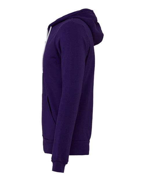 BELLA + CANVAS Sponge Fleece Full-Zip Hoodie 3739 Team Purple