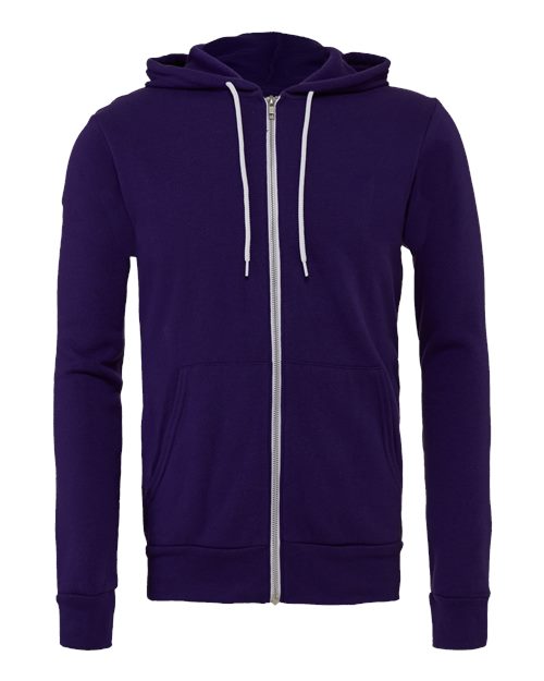 BELLA + CANVAS Sponge Fleece Full-Zip Hoodie 3739 Team Purple