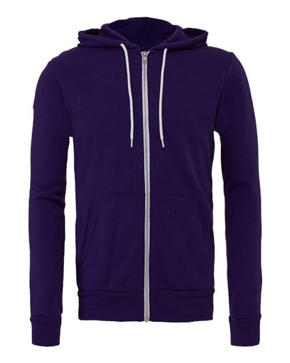BELLA + CANVAS Sponge Fleece Full-Zip Hoodie 3739 Team Purple