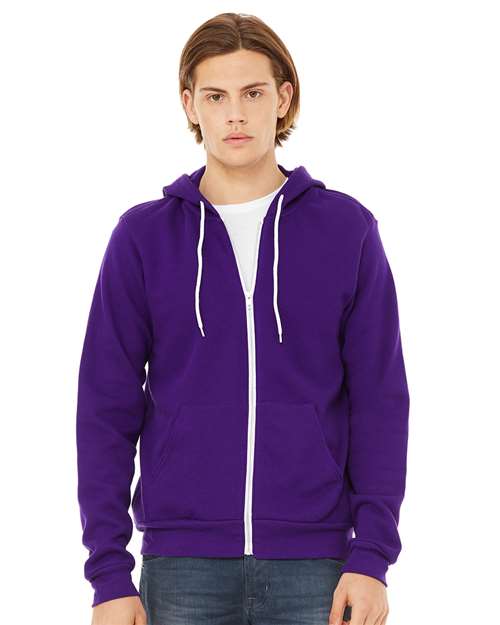 Custom Embroidered  BELLA + CANVAS Sponge Fleece Full-Zip Hoodie 3739 Team Purple