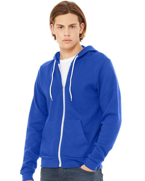 Custom Embroidered  BELLA + CANVAS Sponge Fleece Full-Zip Hoodie 3739 True Royal