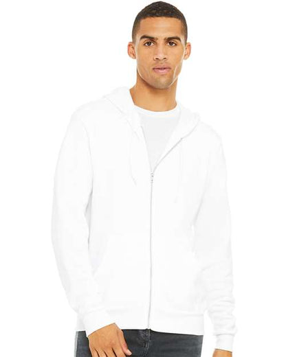 Custom Embroidered  BELLA + CANVAS Sponge Fleece Full-Zip Hoodie 3739 White
