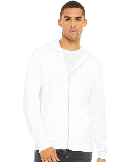 Custom Embroidered  BELLA + CANVAS Sponge Fleece Full-Zip Hoodie 3739 White