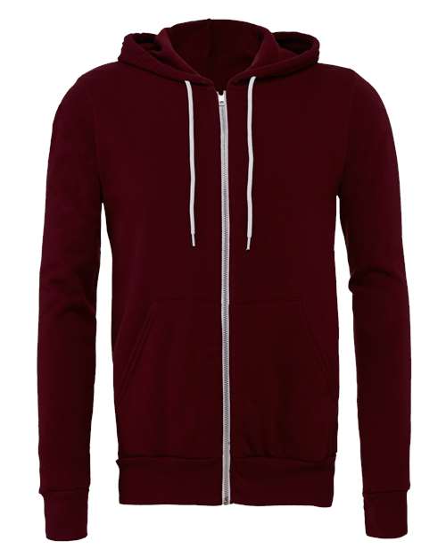 BELLA + CANVAS USA-Made High Visibility Hooded Sweatshirt 3739 Maroon Custom Embroidered Business Logo
