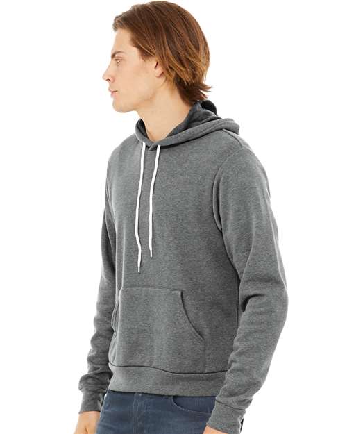 BELLA + CANVAS Sponge Fleece Hoodie 3719 Deep Heather Custom Embroidered Business Logo