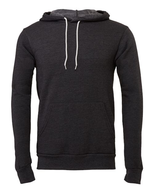 BELLA + CANVAS Sponge Fleece Hoodie 3719 Dark Grey Heather Custom Embroidered Business Logo