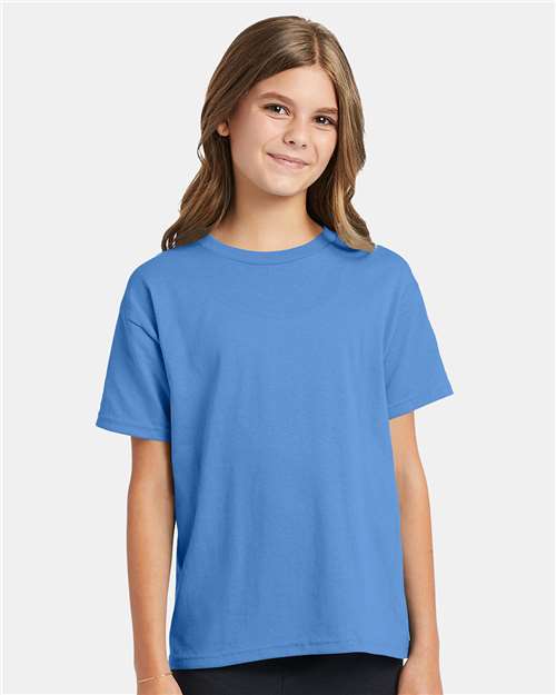 Custom Embroidered  Hanes Ecosmart™ Youth T-Shirt 5370 Carolina Blue
