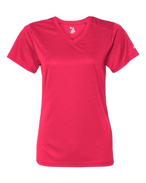 Badger Women’s B-Core V-Neck T-Shirt 4162 Hot Coral