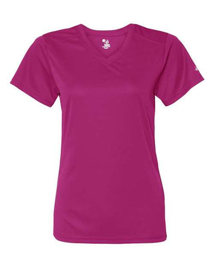 Badger Women’s B-Core V-Neck T-Shirt 4162 Hot Pink