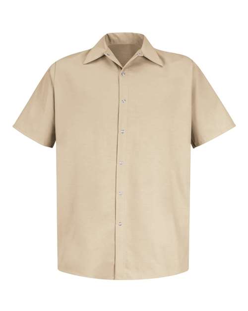 Red Kap Specialized Short Sleeve Pocketless Work Shirt SP26 Custom Embroidered Business Logo