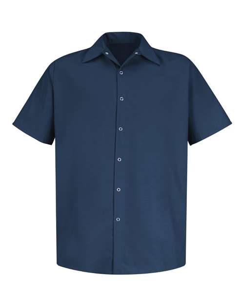 Red Kap Specialized Short Sleeve Pocketless Work Shirt SP26 Custom Embroidered Business Logo