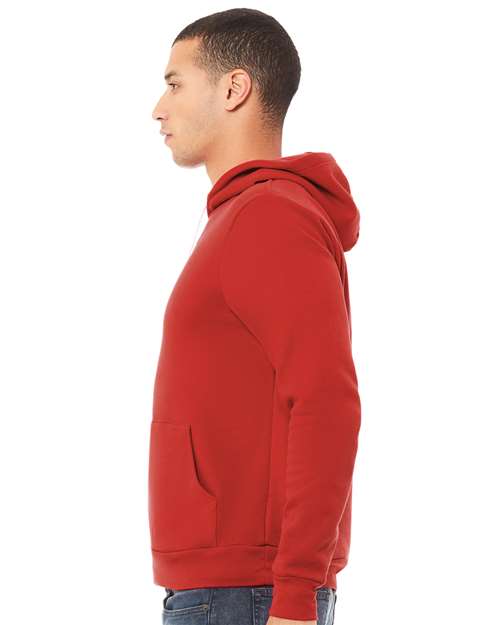 BELLA + CANVAS Sponge Fleece Hoodie 3719 Red Custom Embroidered Business Logo