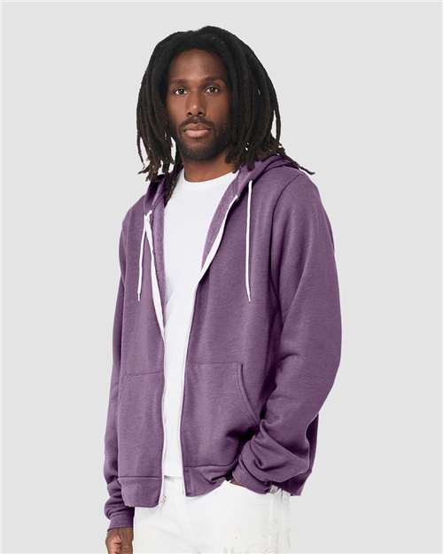 BELLA + CANVAS Sponge Fleece Full-Zip Hoodie 3739 Heather Team Purple