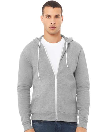 Custom Embroidered  BELLA + CANVAS Sponge Fleece Full-Zip Hoodie 3739 Athletic Heather