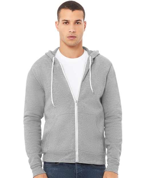 Custom Embroidered  BELLA + CANVAS Sponge Fleece Full-Zip Hoodie 3739 Athletic Heather