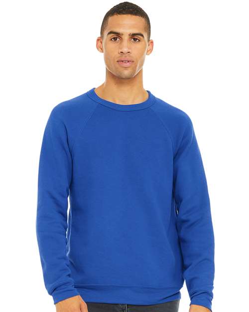 BELLA + CANVAS Sponge Fleece Raglan Crewneck Sweatshirt 3901 Custom Embroidered Business Logo
