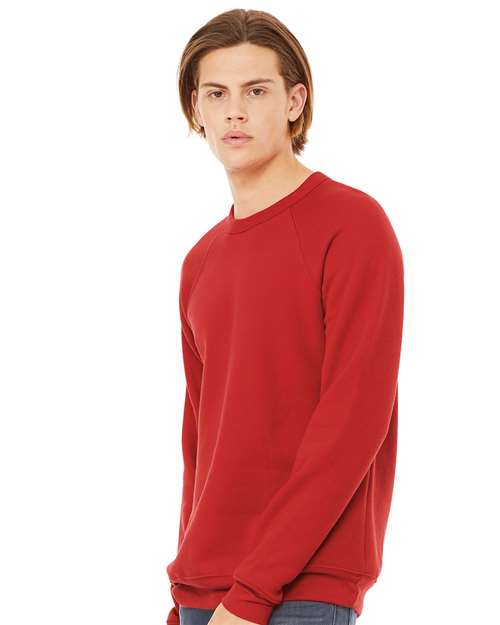 BELLA + CANVAS Sponge Fleece Raglan Crewneck Sweatshirt 3901 Red