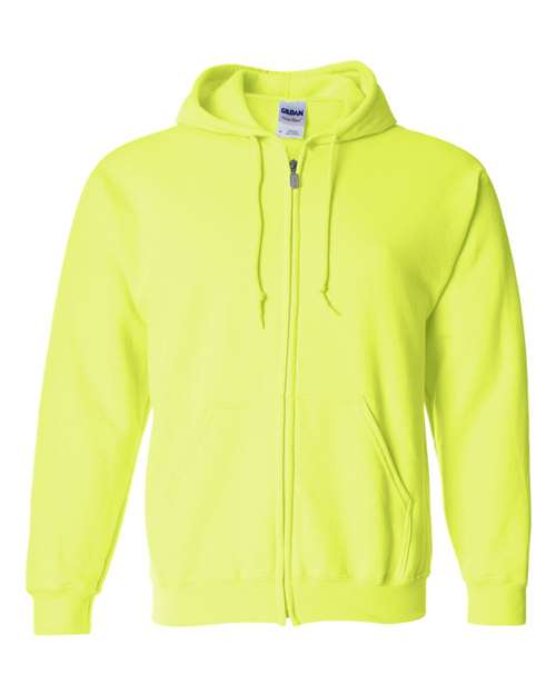 Gildan Heavy Blend™ Full-Zip Hooded Sweatshirt 18600 Safety Green Custom Embroidered Business Logo
