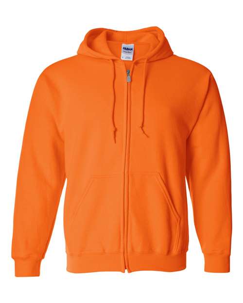 Gildan Heavy Blend™ Full-Zip Hooded Sweatshirt 18600 Safety Orange Custom Embroidered Business Logo
