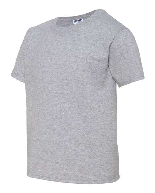 JERZEES Dri-Power® Youth 50/50 T-Shirt 29BR Athletic Heather Custom Embroidered Business Logo