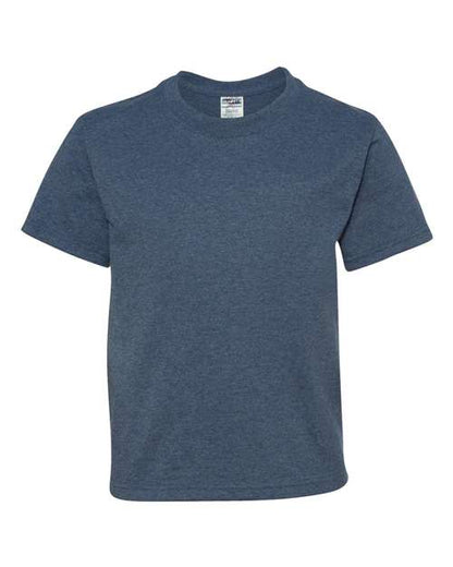 JERZEES Dri-Power® Youth 50/50 T-Shirt 29BR Vintage Heather Blue Custom Embroidered Business Logo