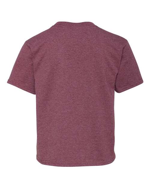 JERZEES Dri-Power® Youth 50/50 T-Shirt 29BR Vintage Heather Maroon Custom Embroidered Business Logo
