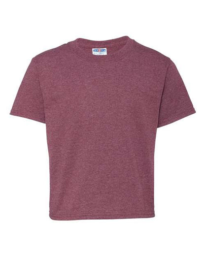 JERZEES Dri-Power® Youth 50/50 T-Shirt 29BR Vintage Heather Blue Custom Embroidered Business Logo