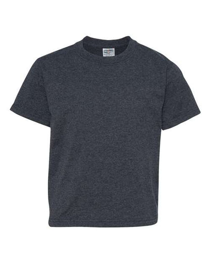 JERZEES Dri-Power® Youth 50/50 T-Shirt 29BR Vintage Heather Navy Custom Embroidered Business Logo