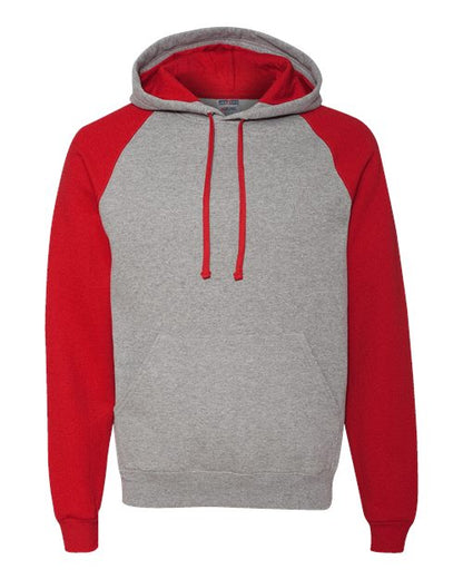 JERZEES Nublend® Colorblocked Raglan Hooded Sweatshirt 96CR Custom Embroidered Business Logo