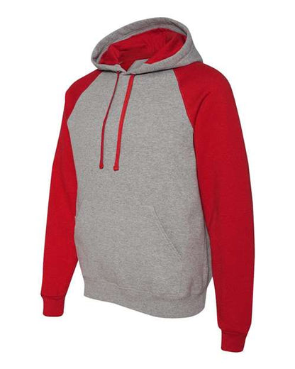 JERZEES Nublend® Colorblocked Raglan Hooded Sweatshirt 96CR Custom Embroidered Business Logo