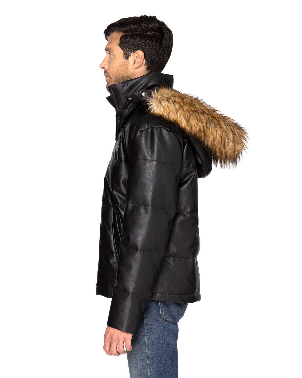 Threadfast Apparel Unisex Vegan Leather Puffer Jacket 397J