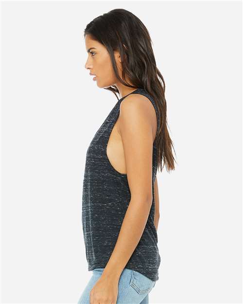 BELLA + CANVAS Women's Flowy Scoop Muscle Tank 8803 Black Marble