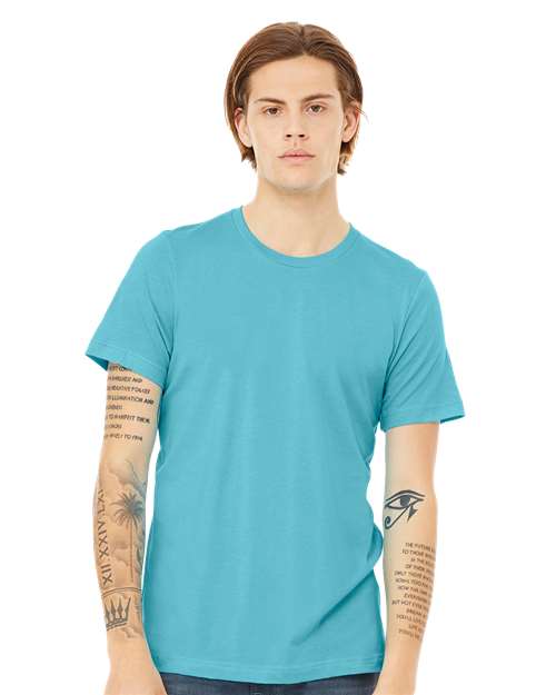 BELLA + CANVAS Jersey Tee 3001 Turquoise Custom Embroidered Business Logo