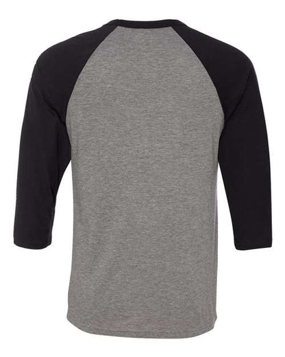 BELLA + CANVAS Three-Quarter Sleeve Baseball Tee 3200 Black/ White Custom Embroidered Business Logo