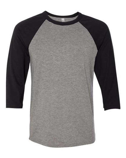 BELLA + CANVAS Three-Quarter Sleeve Baseball Tee 3200 Black/ White Custom Embroidered Business Logo