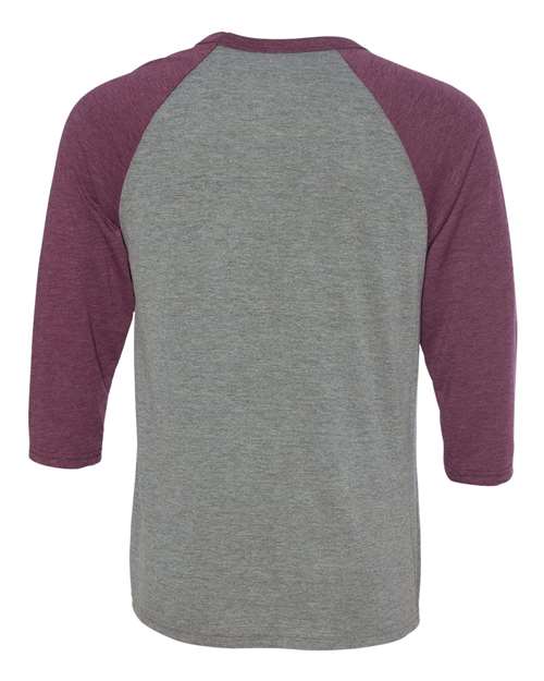 BELLA + CANVAS Three-Quarter Sleeve Baseball Tee 3200 Grey/ Charcoal Black Triblend Custom Embroidered Business Logo