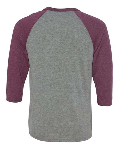 BELLA + CANVAS Three-Quarter Sleeve Baseball Tee 3200 Grey/ Charcoal Black Triblend Custom Embroidered Business Logo