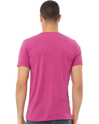 BELLA + CANVAS Triblend Tee 3413 Berry Triblend Custom Embroidered Business Logo