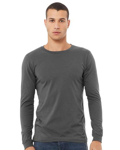Custom Embroidered  BELLA + CANVAS Jersey Long Sleeve Tee 3501 Asphalt
