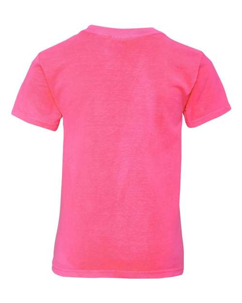 Comfort Colors Garment-Dyed Youth Heavyweight T-Shirt 9018 Neon Pink Custom Embroidered Business Logo