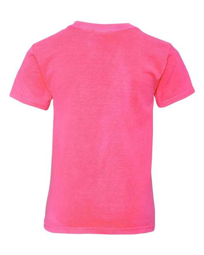 Comfort Colors Garment-Dyed Youth Heavyweight T-Shirt 9018 Neon Pink Custom Embroidered Business Logo